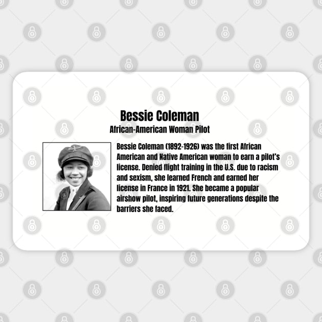 Bessie Coleman - 1st African American Woman Pilot Sticker by UrbanLifeApparel